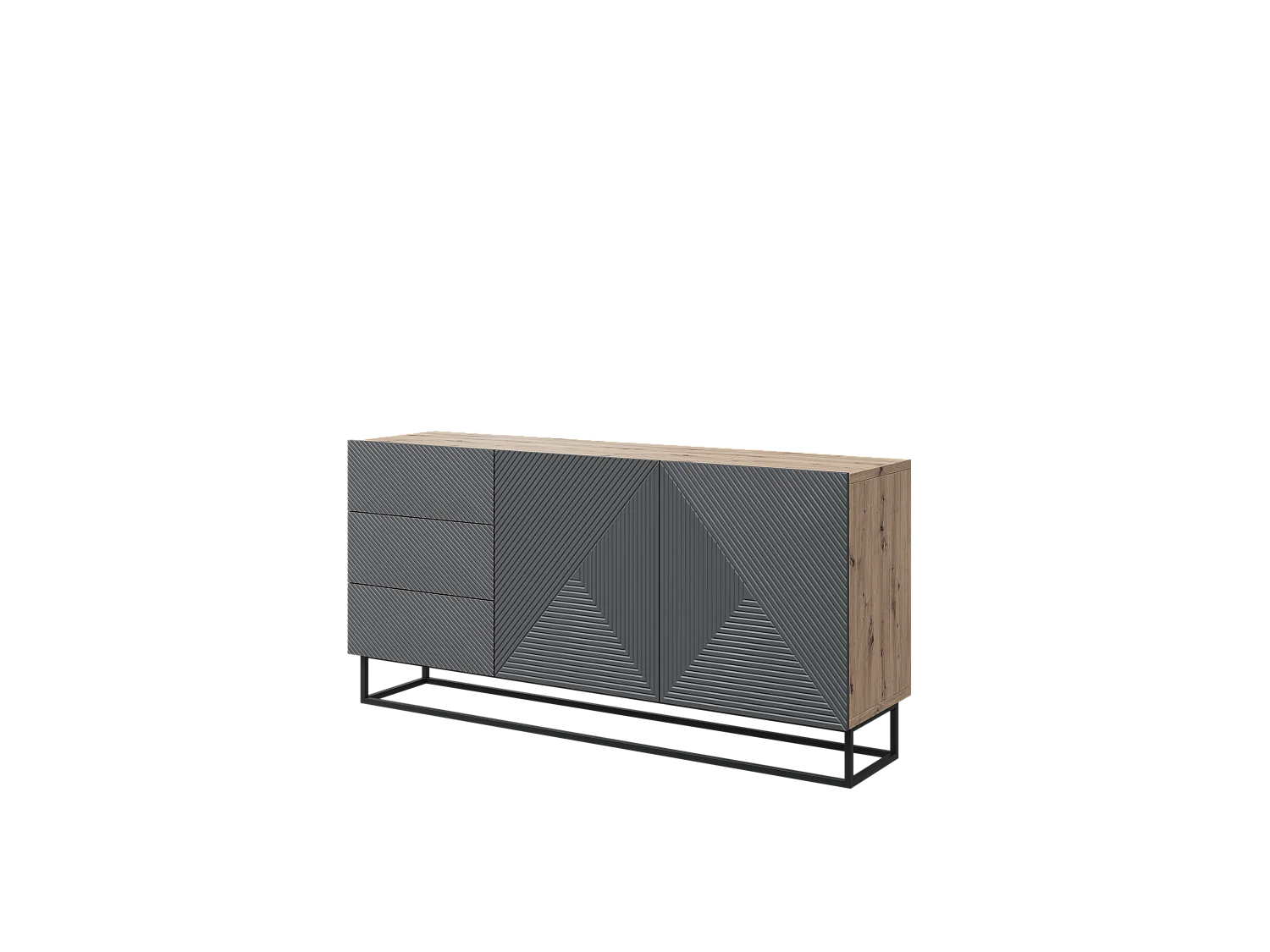 Madia 2 ante 3 cassetti legno laminato con piede in metallo 167x43cm