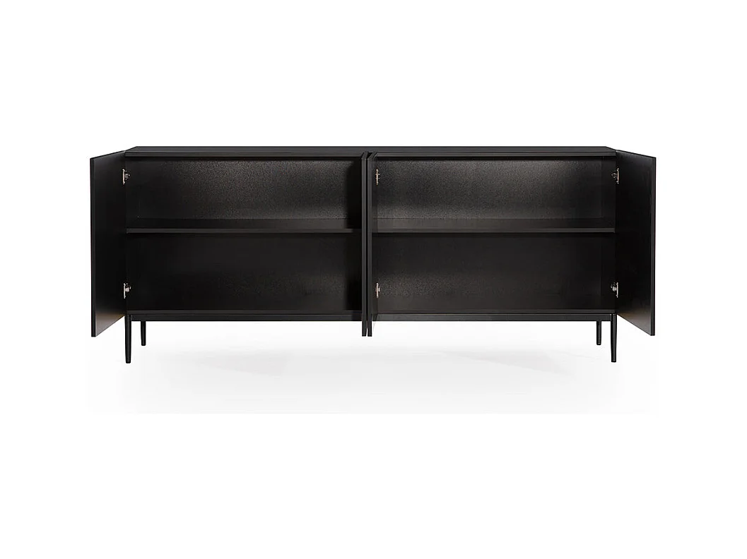 Madia 4 ante nero con piede in metallo nero 200x45 cm