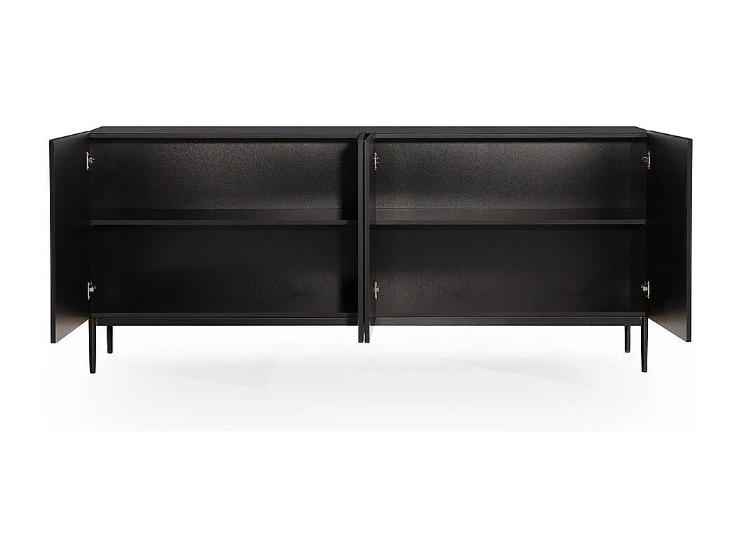 Madia 4 ante nero con piede in metallo nero 200x45 cm