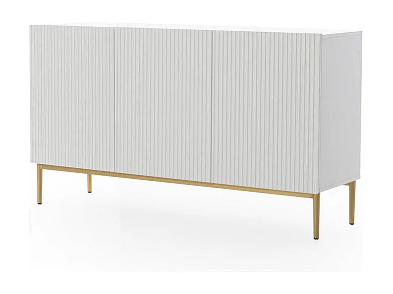 Aparador 3 portas branco com pé em metal dourado 150x45 cm