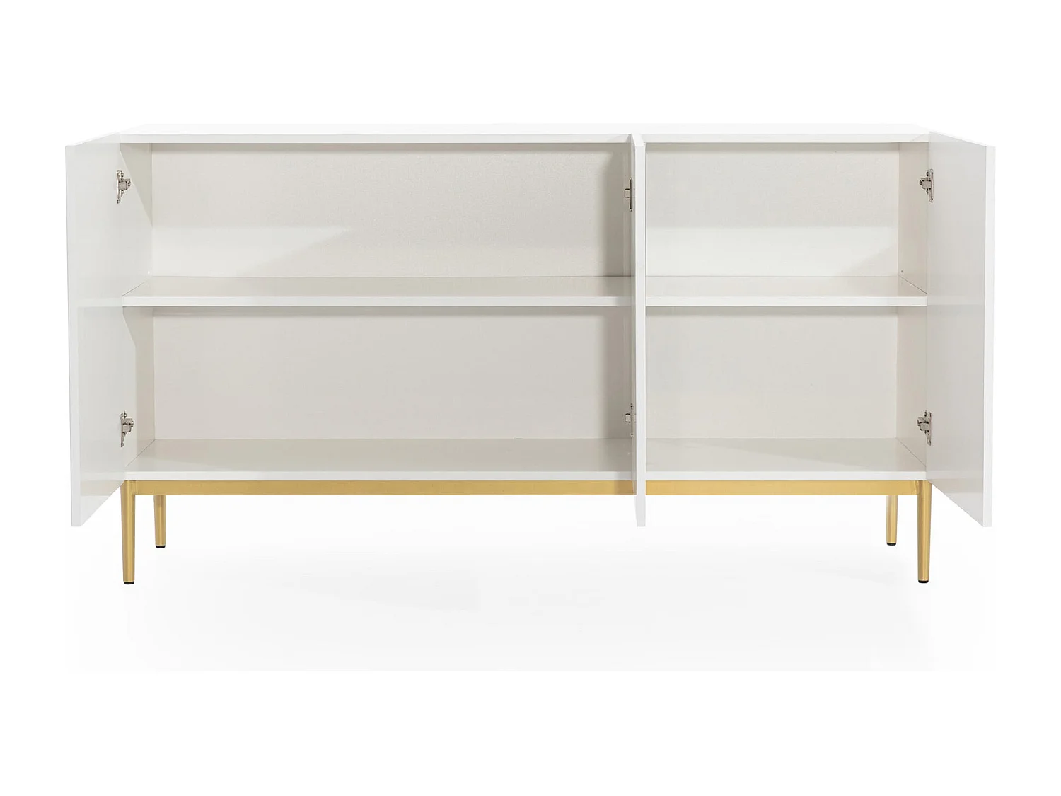 Aparador 3 portas branco com pé em metal dourado 150x45 cm