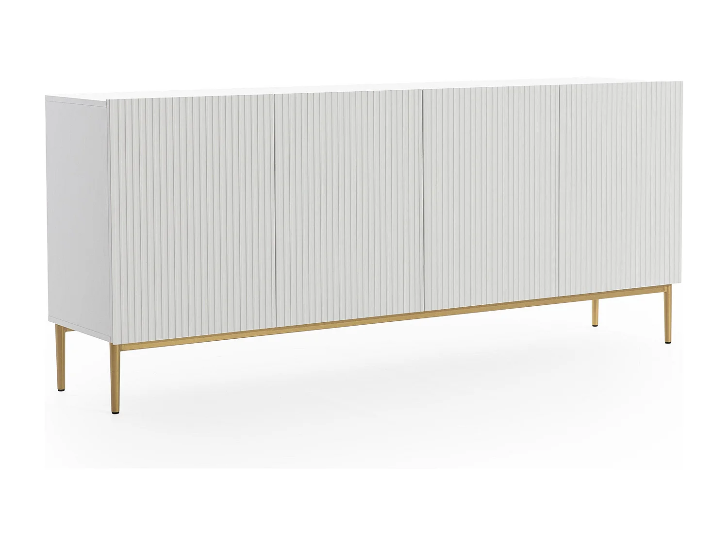 Wit buffet 4 deuren met gouden metalen voet 200x45 cm