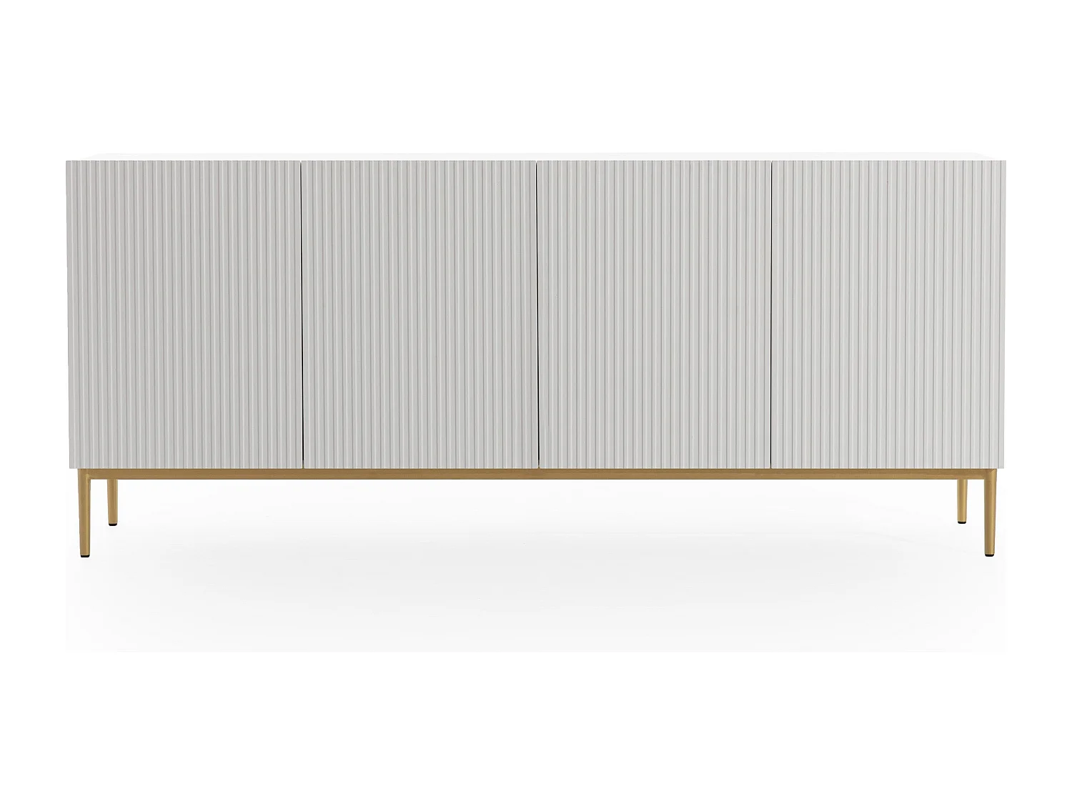 Wit buffet 4 deuren met gouden metalen voet 200x45 cm