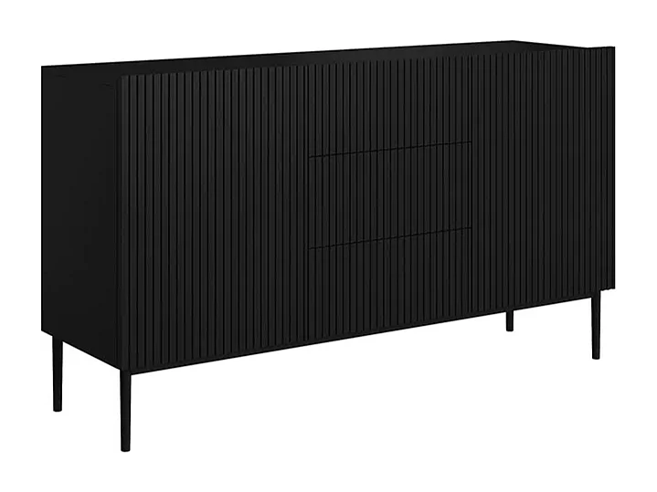 Madia 2 ante 3 cassetti centrali nero piede metallo nero 150x45 cm