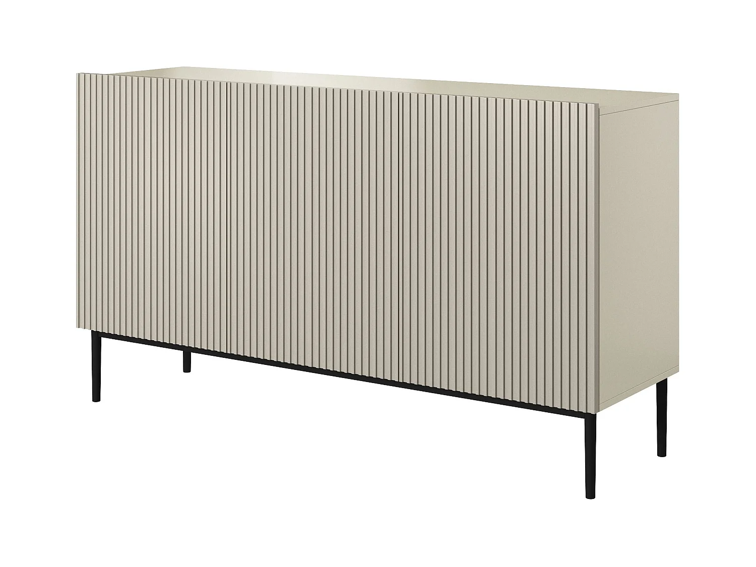 Aparador de cachemir de 3 puertas con pie de metal negro 150x45 cm