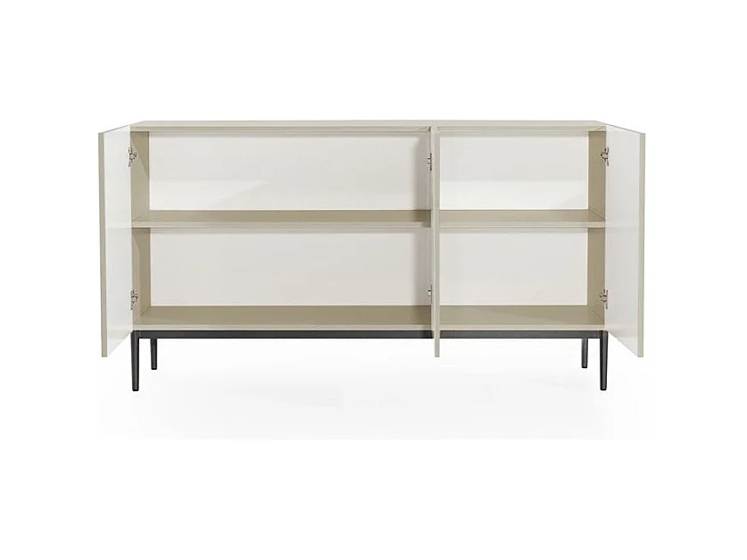 Aparador de cachemir de 3 puertas con pie de metal negro 150x45 cm