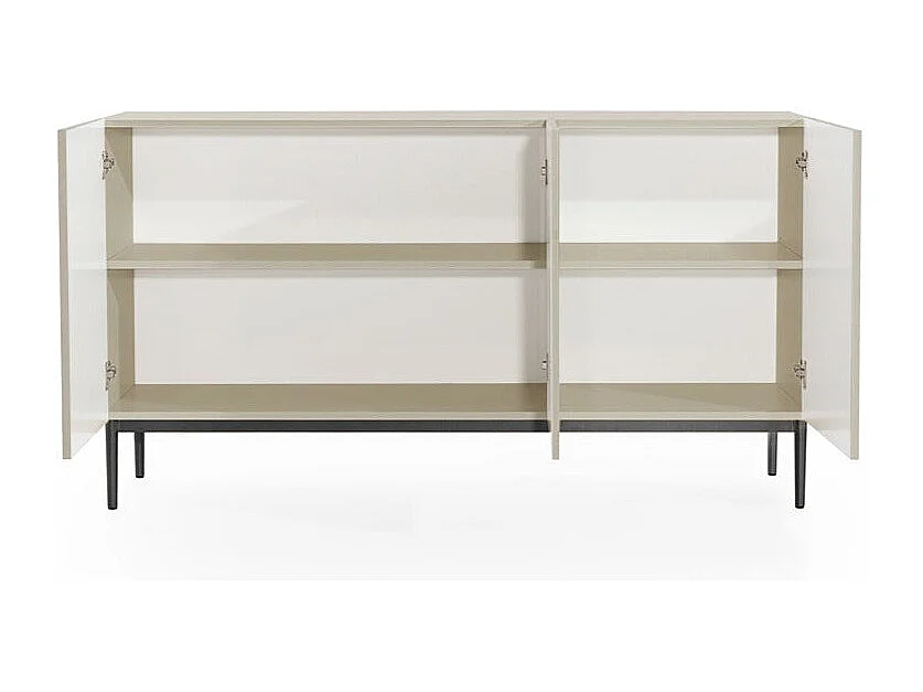 Aparador de caxemira 3 portas com pé de metal preto 150x45 cm