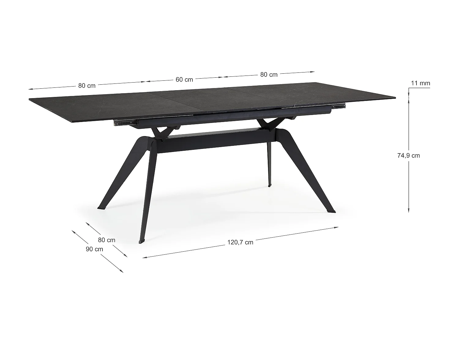 Table extensible pour 6/8 personnes en céramique 160/220x76 cm