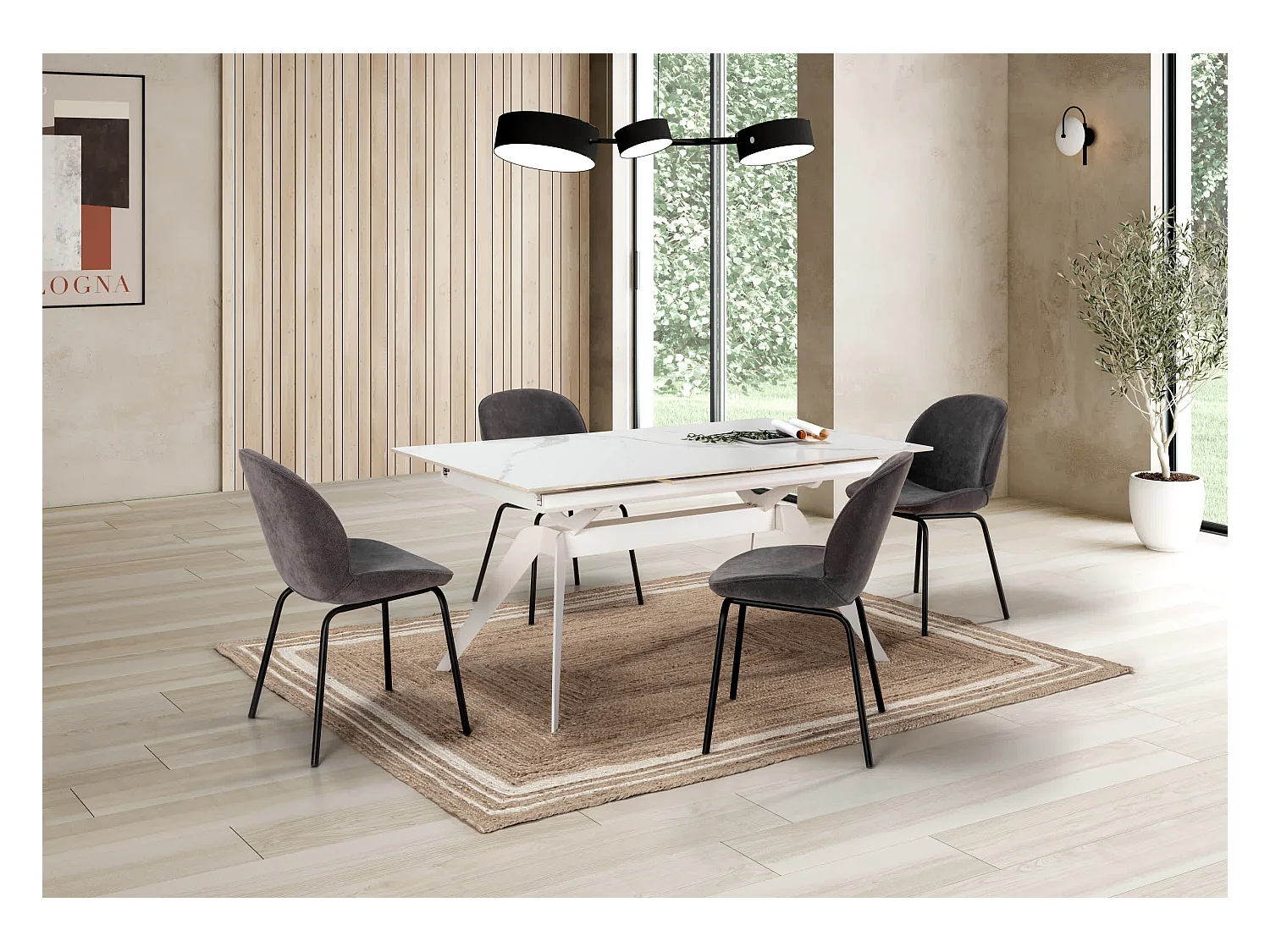 Table extensible pour 6/8 personnes en céramique 160/220x76 cm