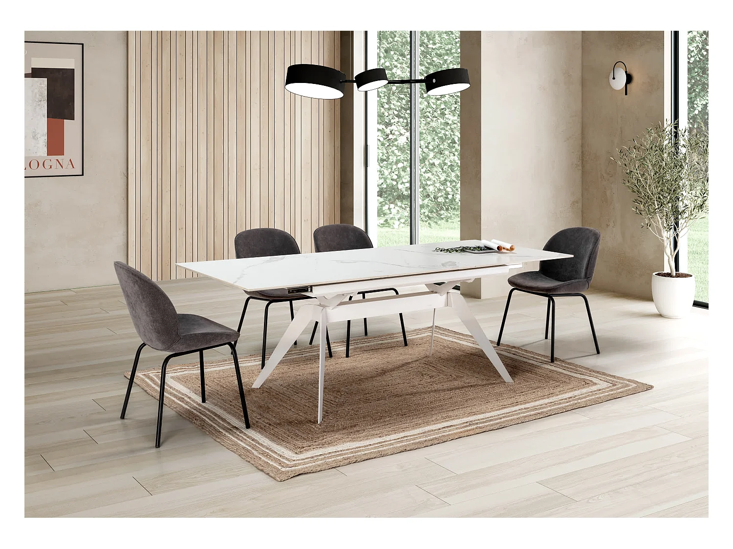 Table extensible pour 6/8 personnes en céramique 160/220x76 cm