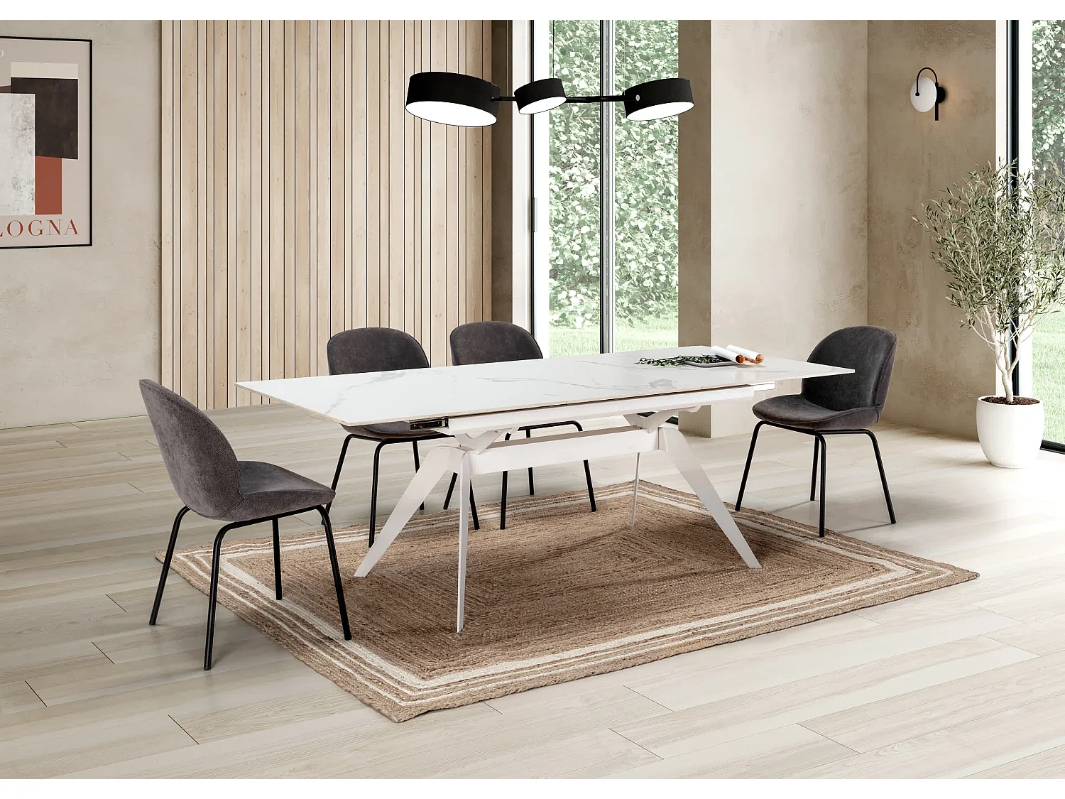 Table extensible pour 6/8 personnes en céramique 160/220x76 cm