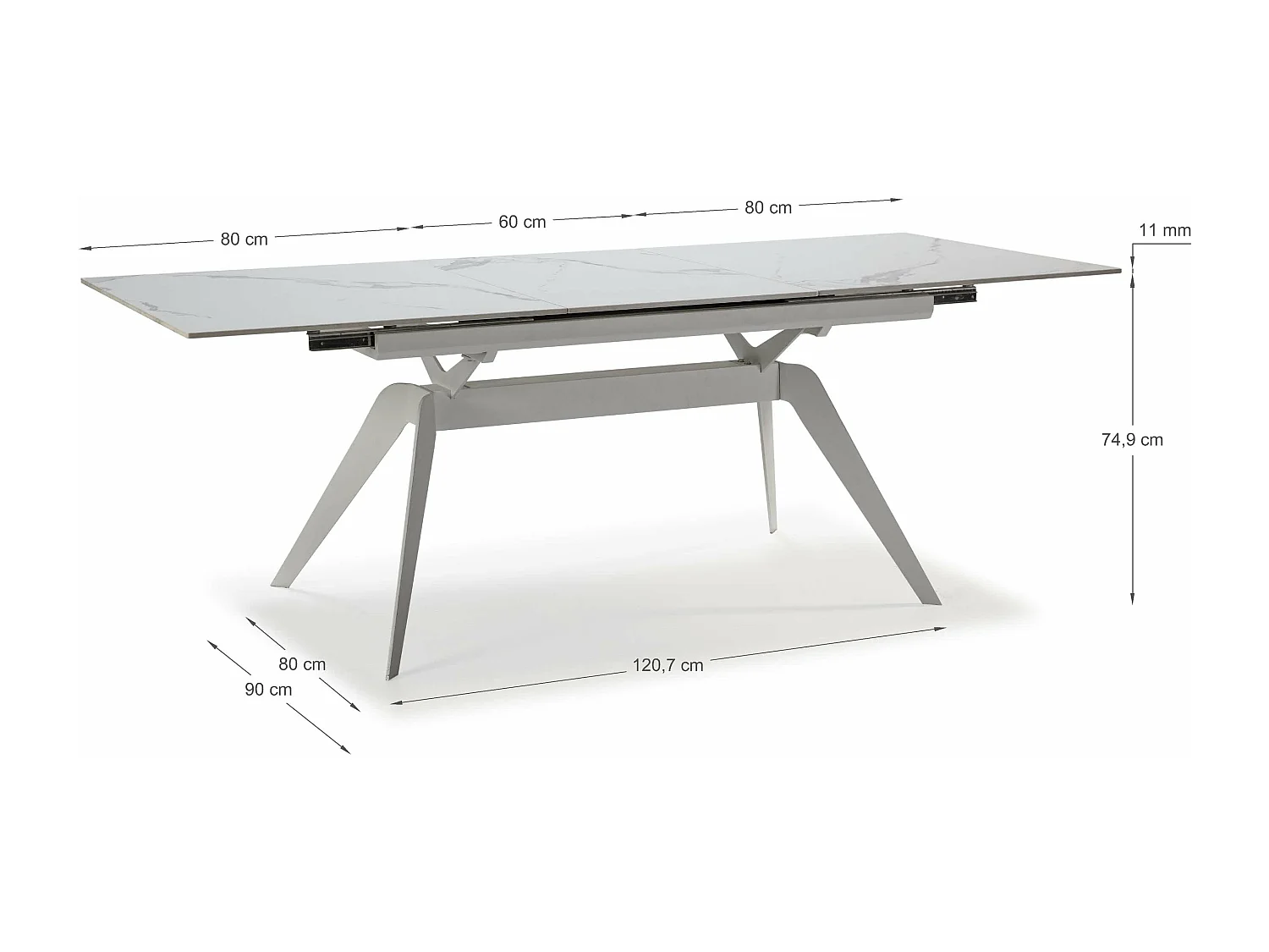 Table extensible pour 6/8 personnes en céramique 160/220x76 cm