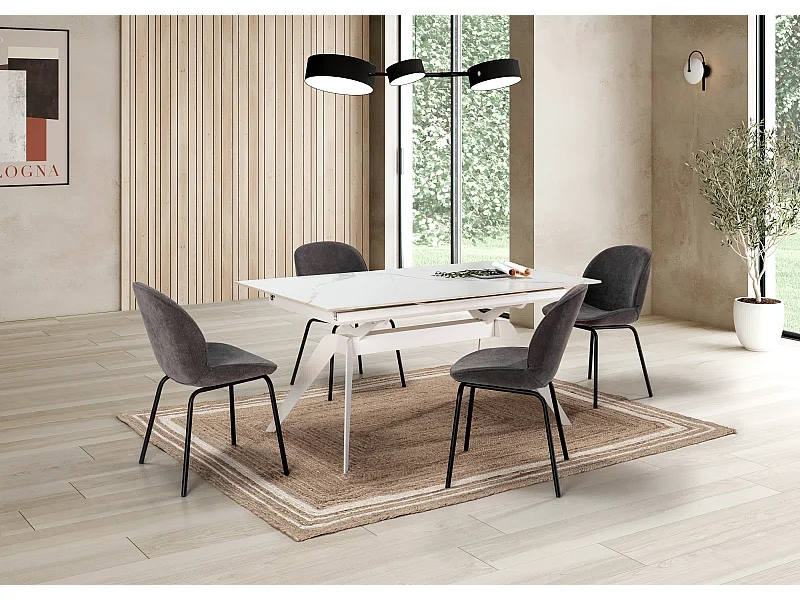 Uitschuifbare tafel voor 6/8 personen in keramiek 160/220x76 cm