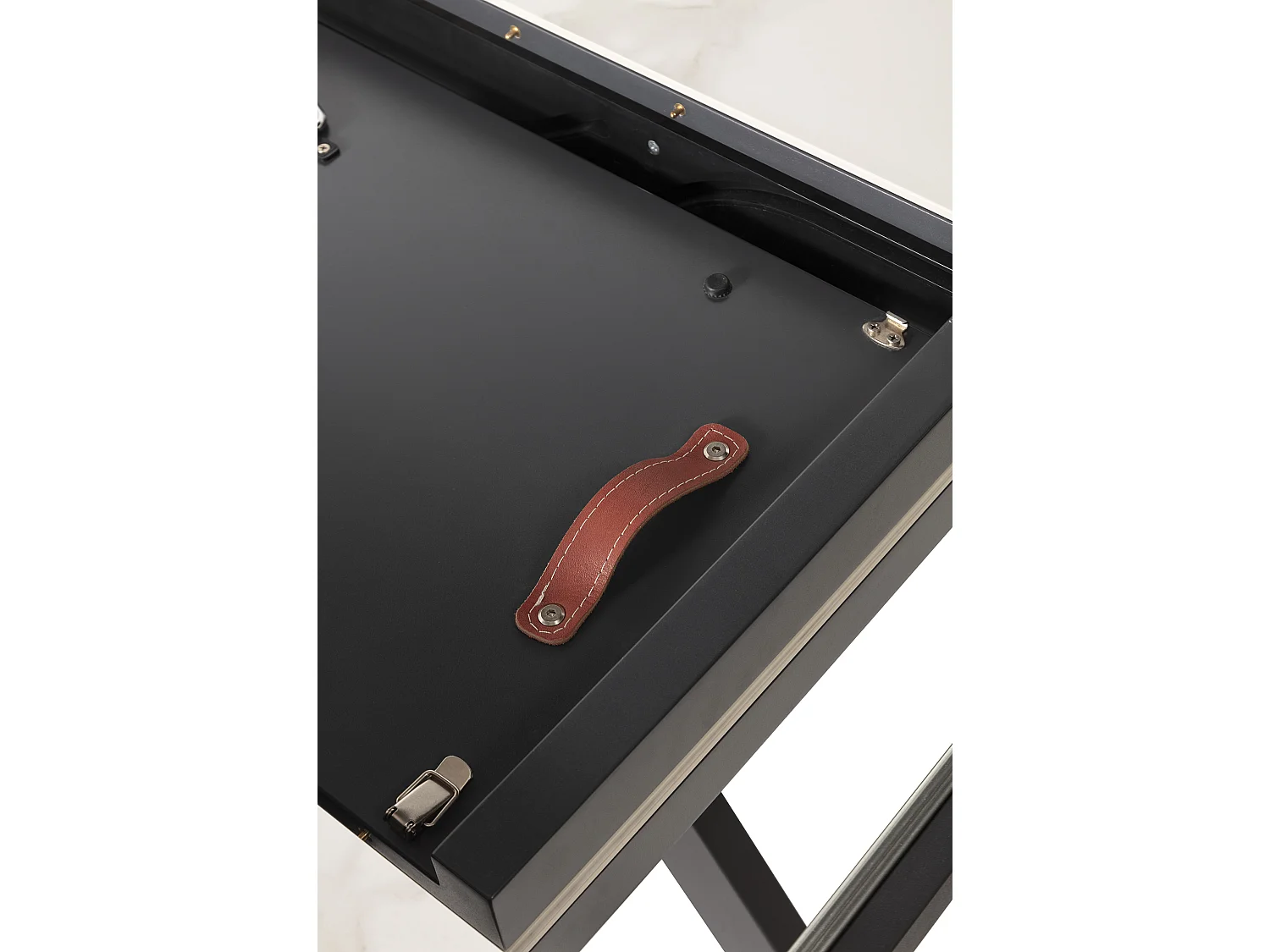 Runder ausziehbarer Tisch für 4/6 Personen aus weißer Keramik 120/160x76 cm