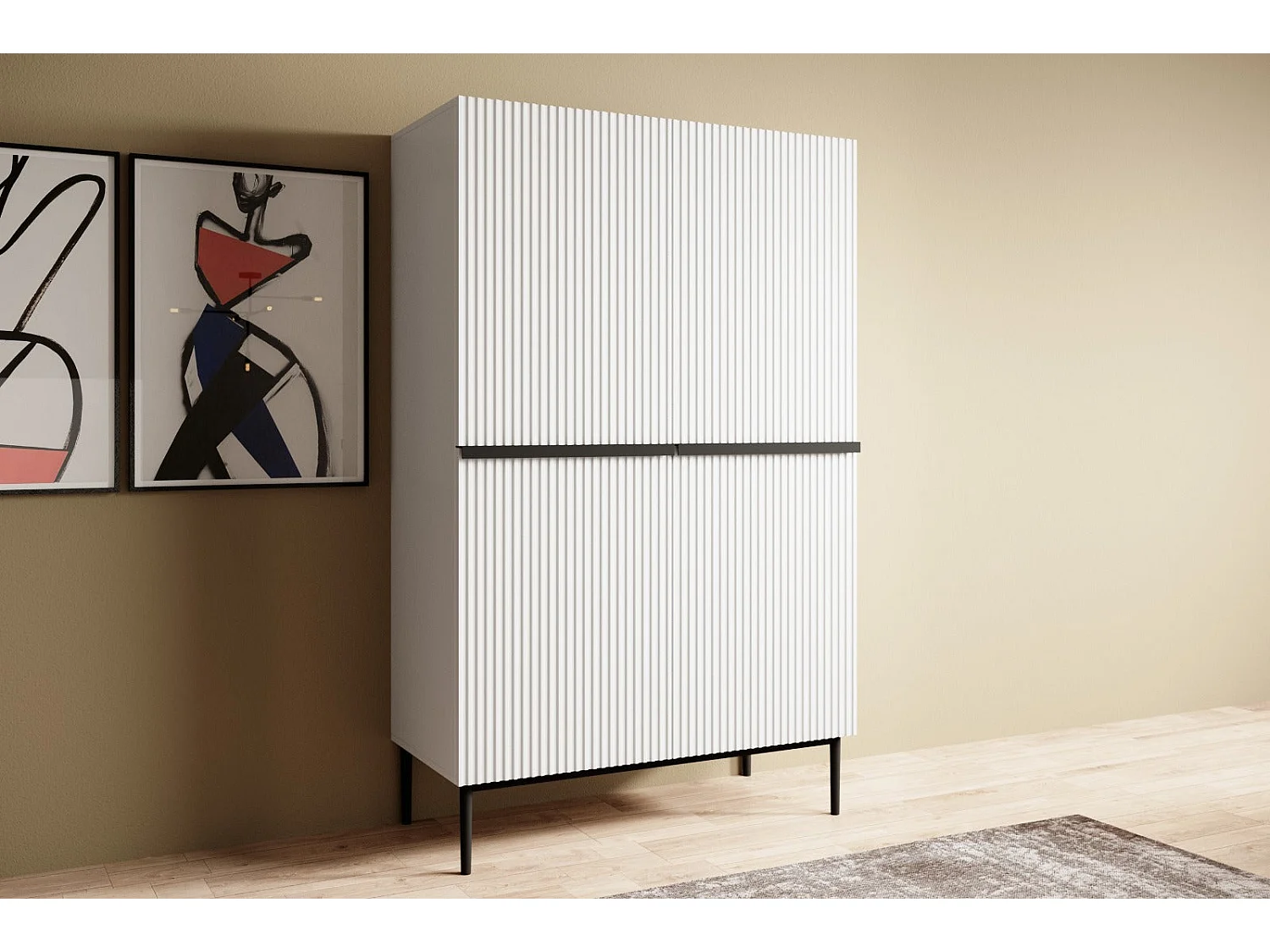 Buffet 2 deuren met zwart en witte metalen voet 100x160 cm