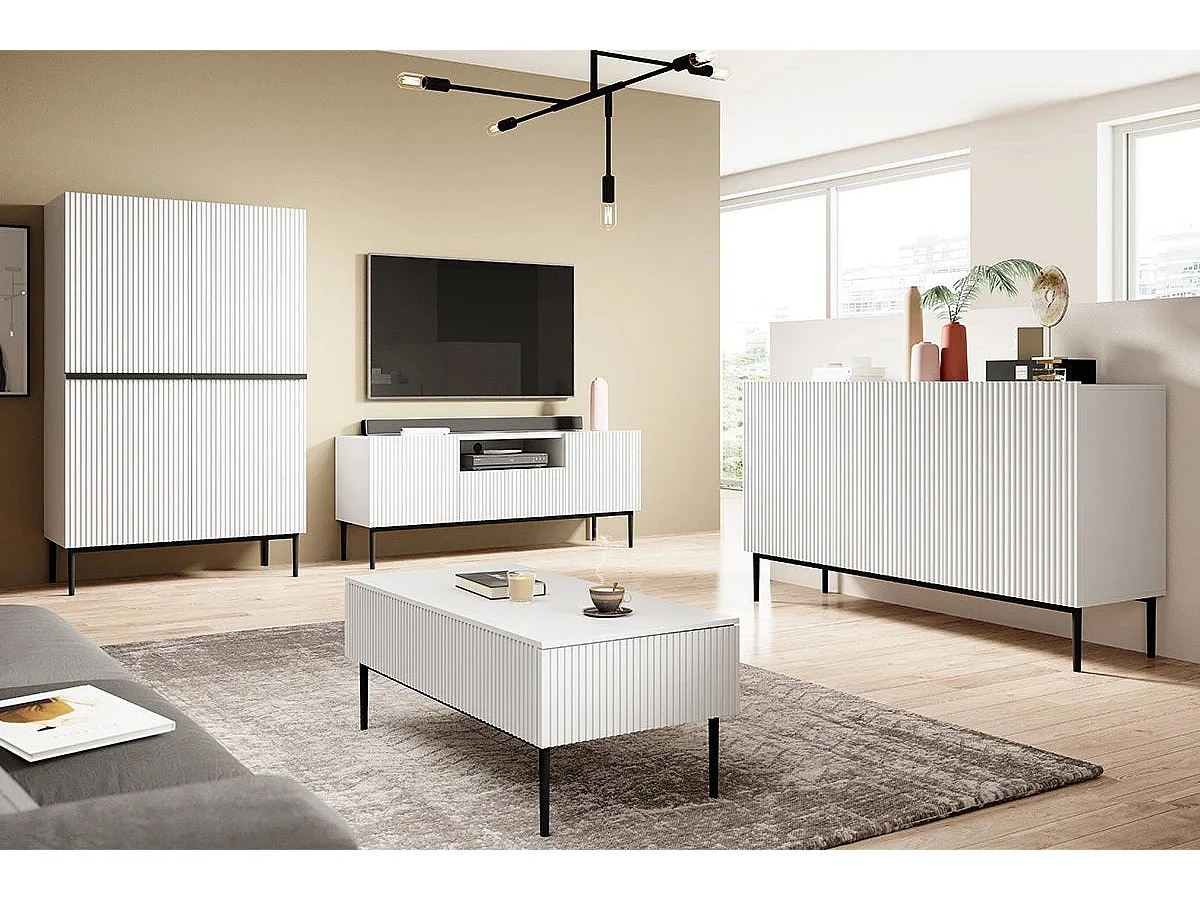 Buffet 2 deuren met zwart en witte metalen voet 100x160 cm