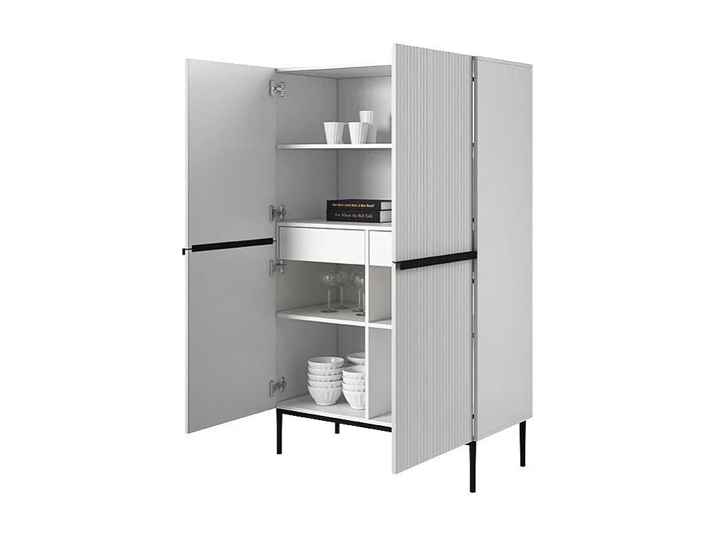 Buffet 2 deuren met zwart en witte metalen voet 100x160 cm