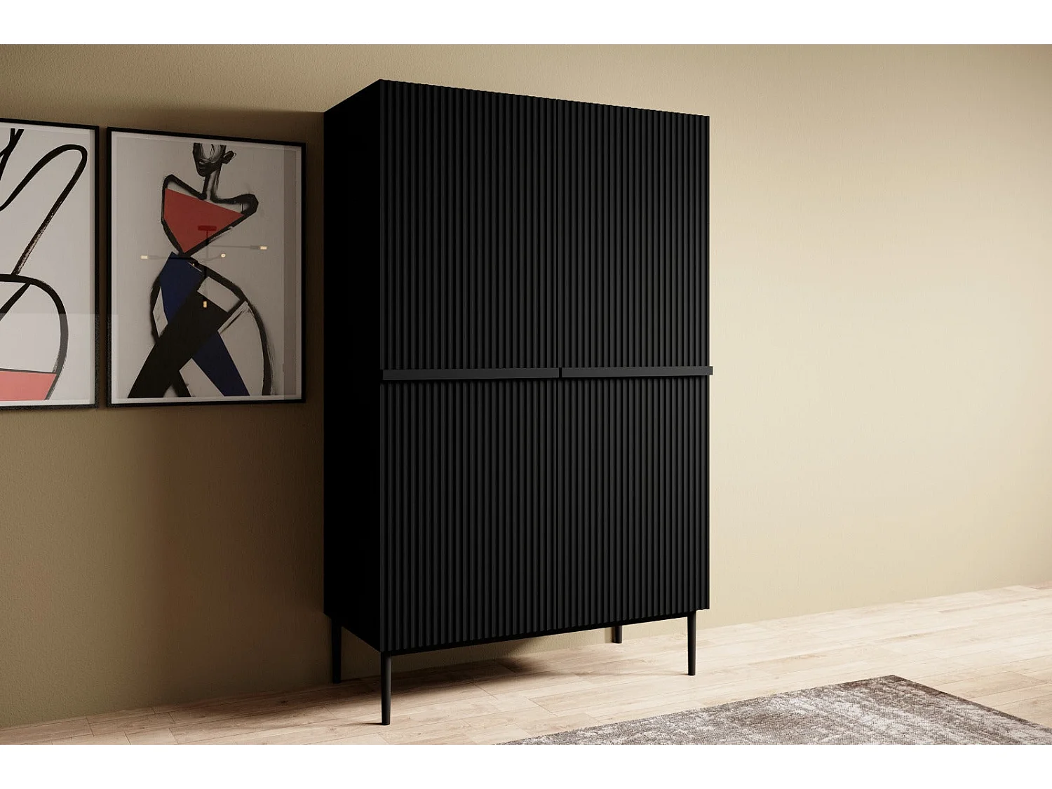 Buffet 2 deuren met zwart metalen voet 100x160 cm