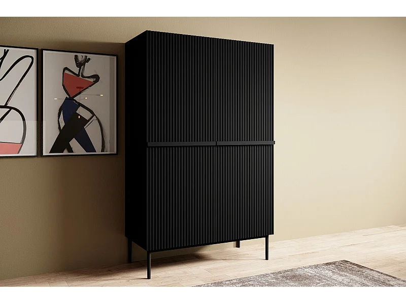 Buffet 2 deuren met zwart metalen voet 100x160 cm