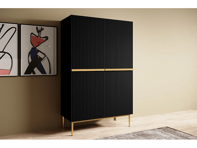 Buffet 2 deuren met zwartgouden metalen voet 100x160 cm