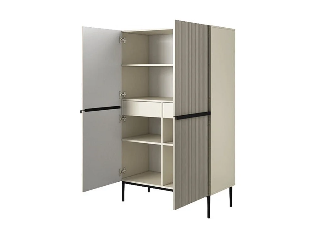 2-türiges Sideboard mit Fuß aus schwarzem Kaschmirmetall 100x160 cm