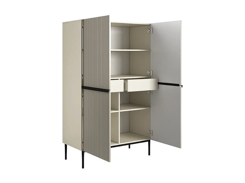 2-türiges Sideboard mit Fuß aus schwarzem Kaschmirmetall 100x160 cm