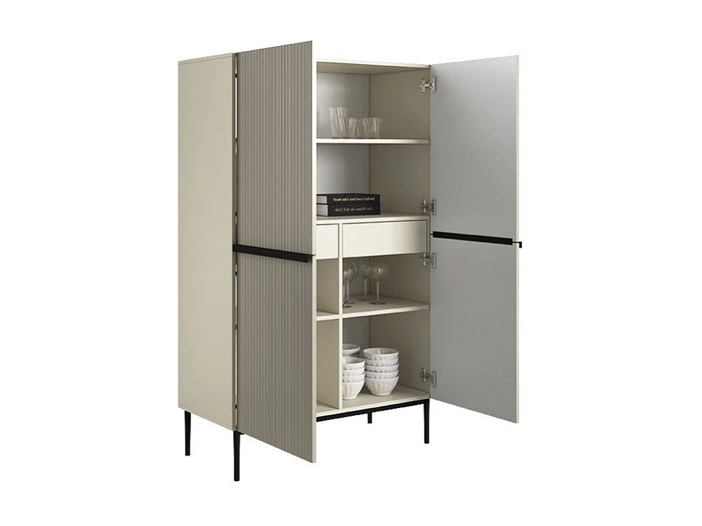 2-türiges Sideboard mit Fuß aus schwarzem Kaschmirmetall 100x160 cm