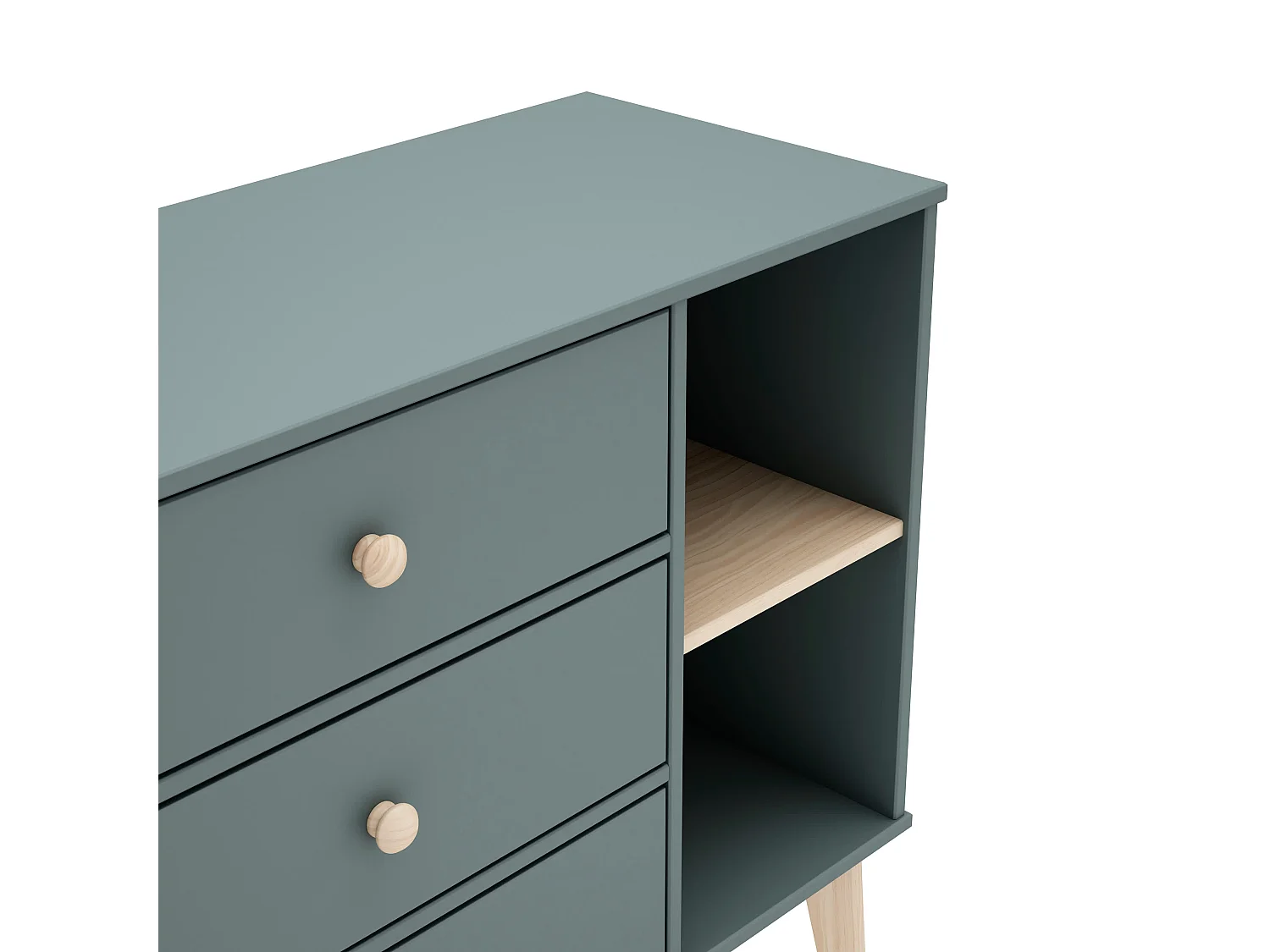 Commode 3 tiroirs et 2 niches ouvertes L90 cm - SIMON