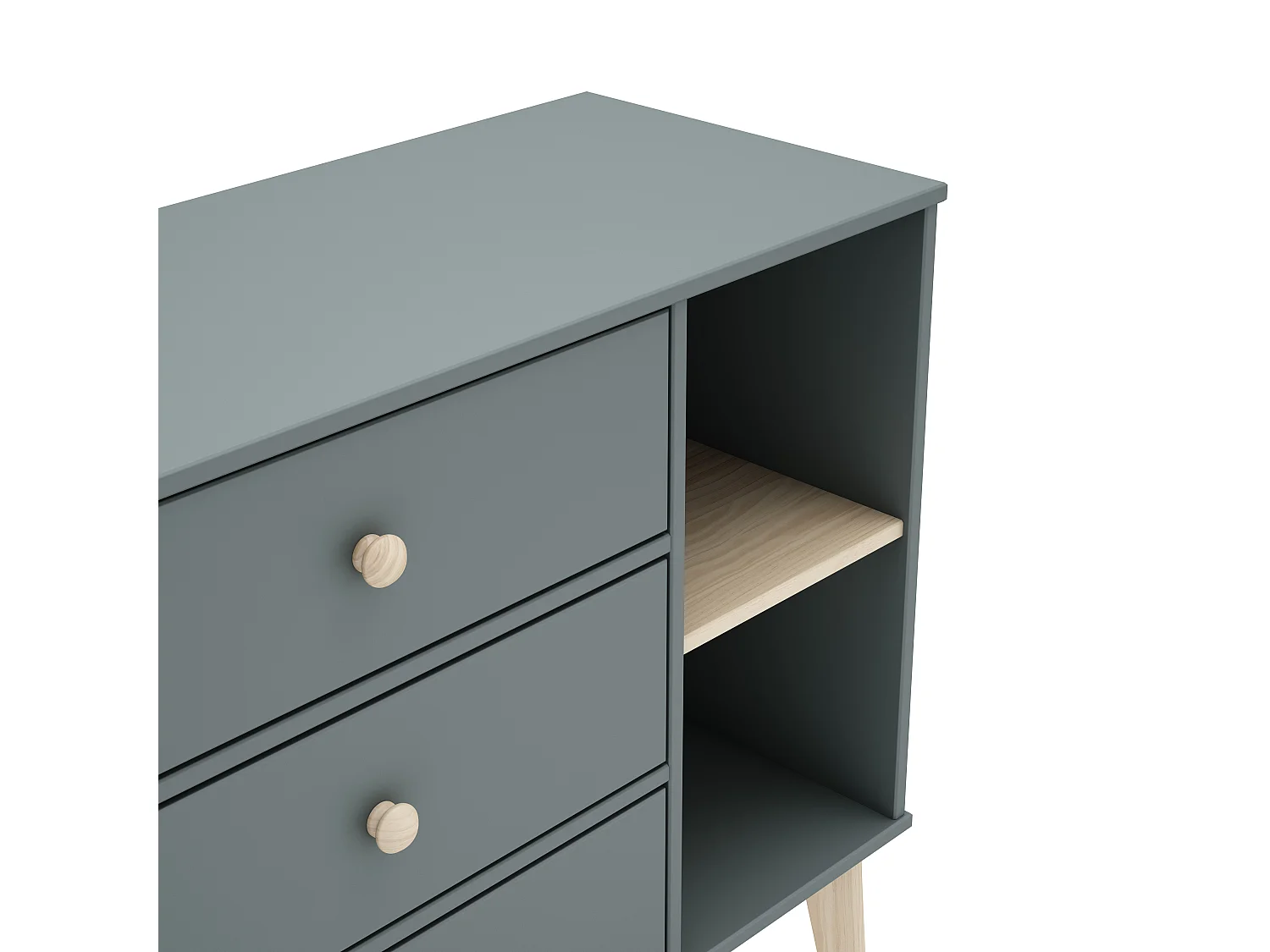 Commode 3 tiroirs et 2 niches ouvertes L90 cm - SIMON