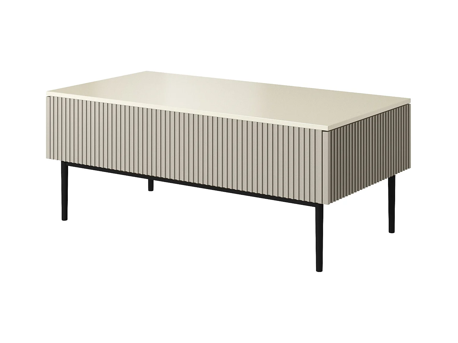 Couchtisch mit 2 Schubladen, Fuß aus schwarzem Kaschmirmetall, 120x60 cm