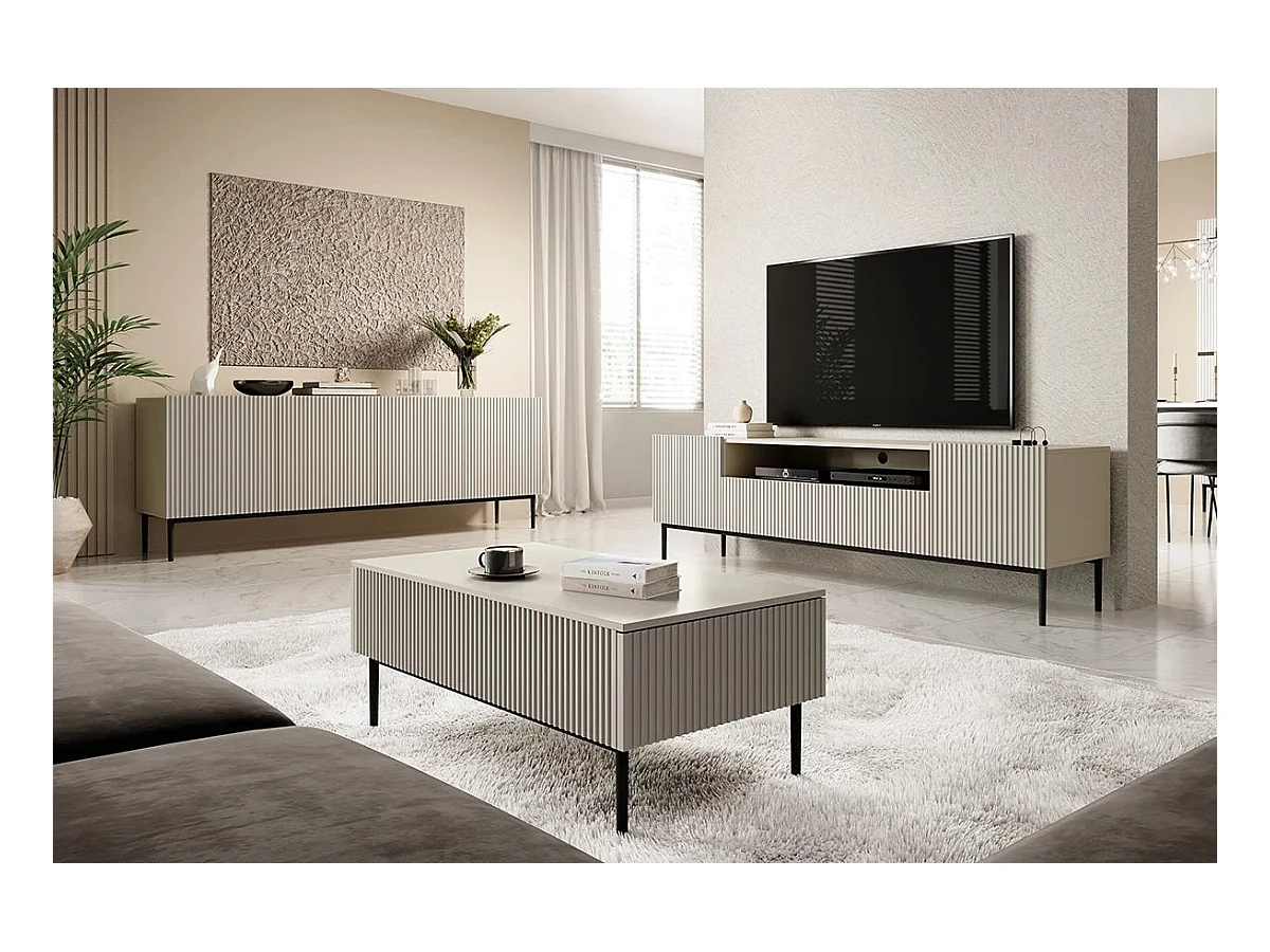 Couchtisch mit 2 Schubladen, Fuß aus schwarzem Kaschmirmetall, 120x60 cm