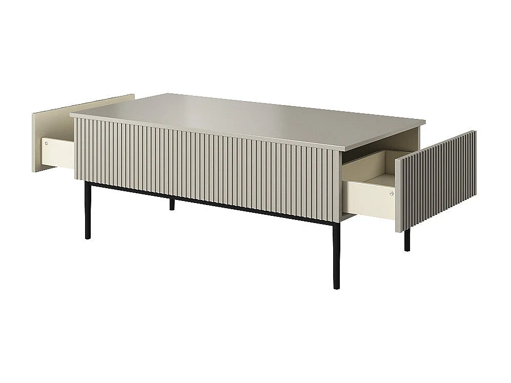 Tafel laag 2 lades, bont metaal cachemire noir, 120x60 cm