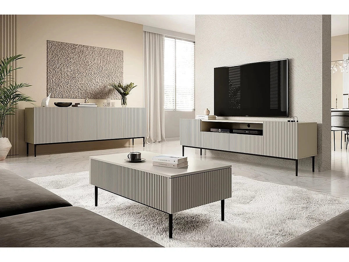 Tafel laag 2 lades, bont metaal cachemire noir, 120x60 cm