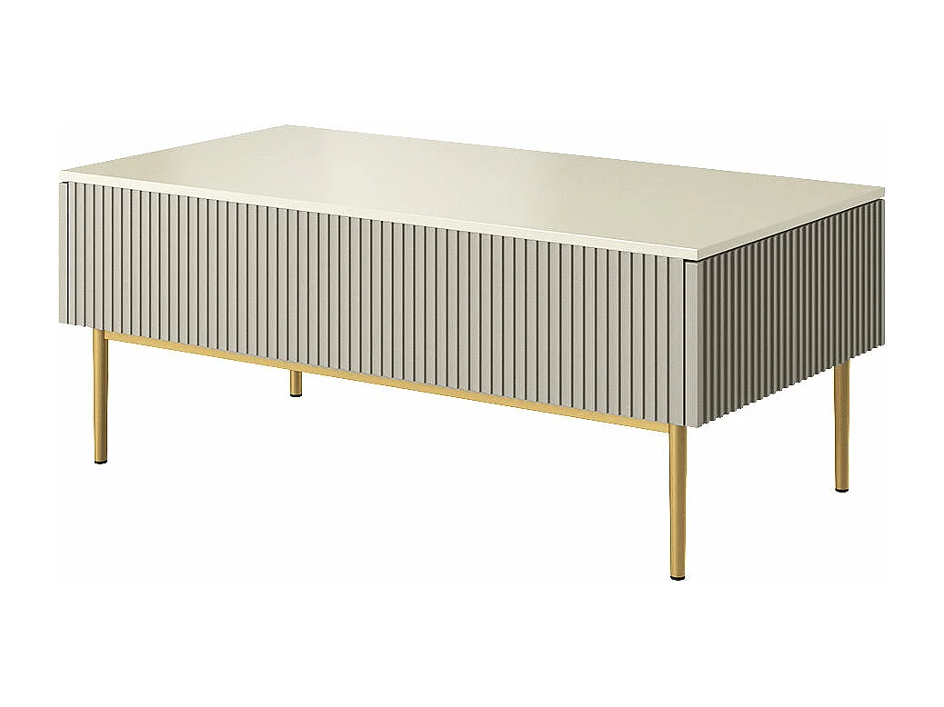 Tafel laag 2 lades, bont metaal goud kasjmier, 120x60 cm