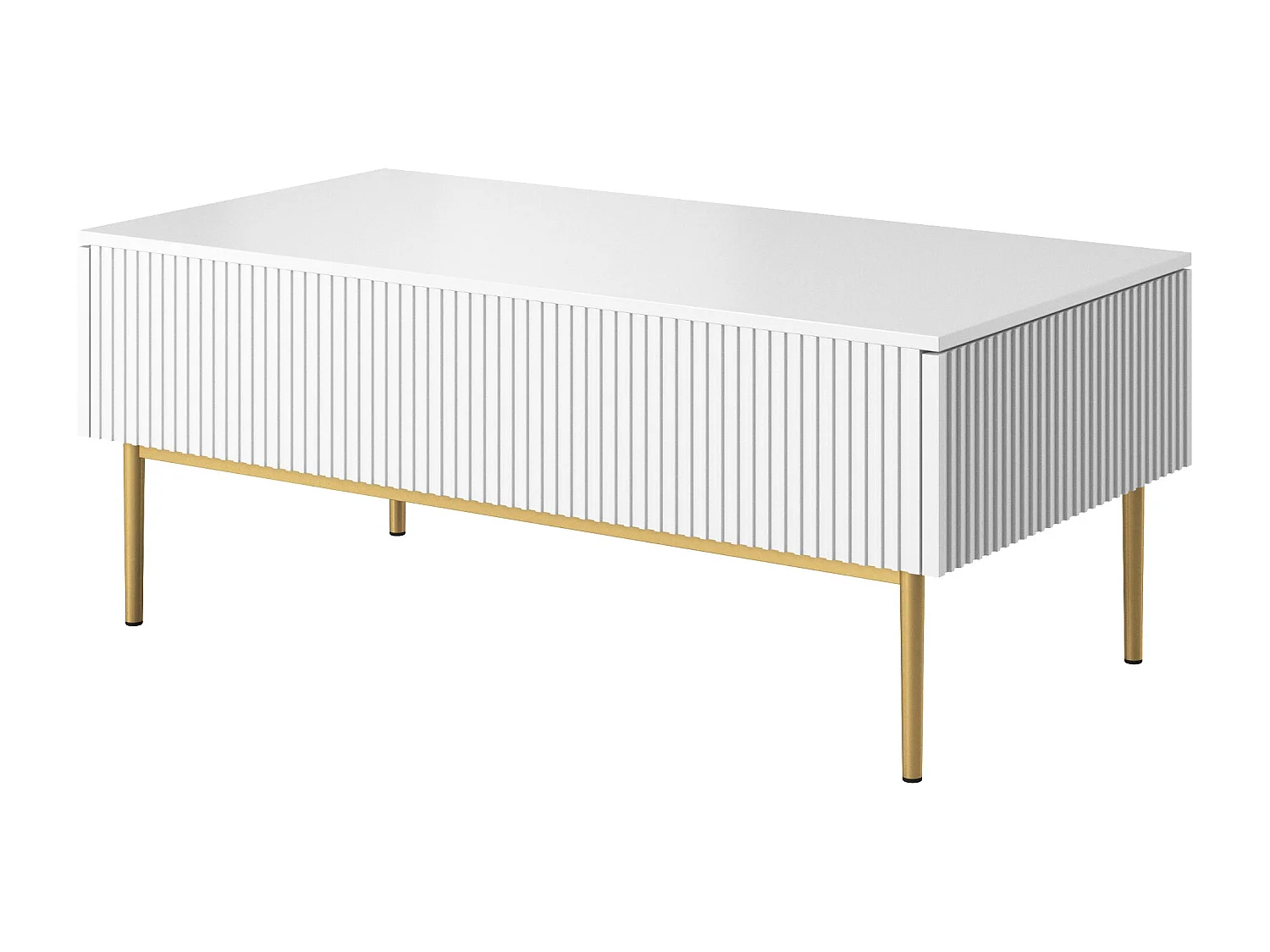 Tafelonderstel met 2 laden en poten in witgoud metaal 120x60 cm
