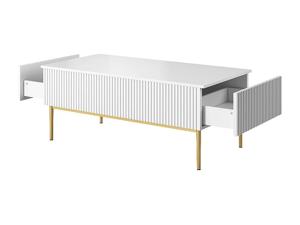 Tafelonderstel met 2 laden en poten in witgoud metaal 120x60 cm