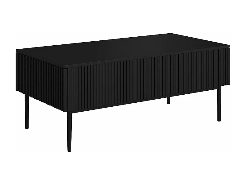 Mesa de centro com 2 gavetas com pé de metal preto 120x60 cm