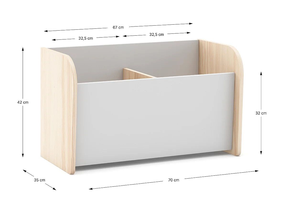 Coffre à jouet avec 2 niches ouvertes L70 cm - SIMON