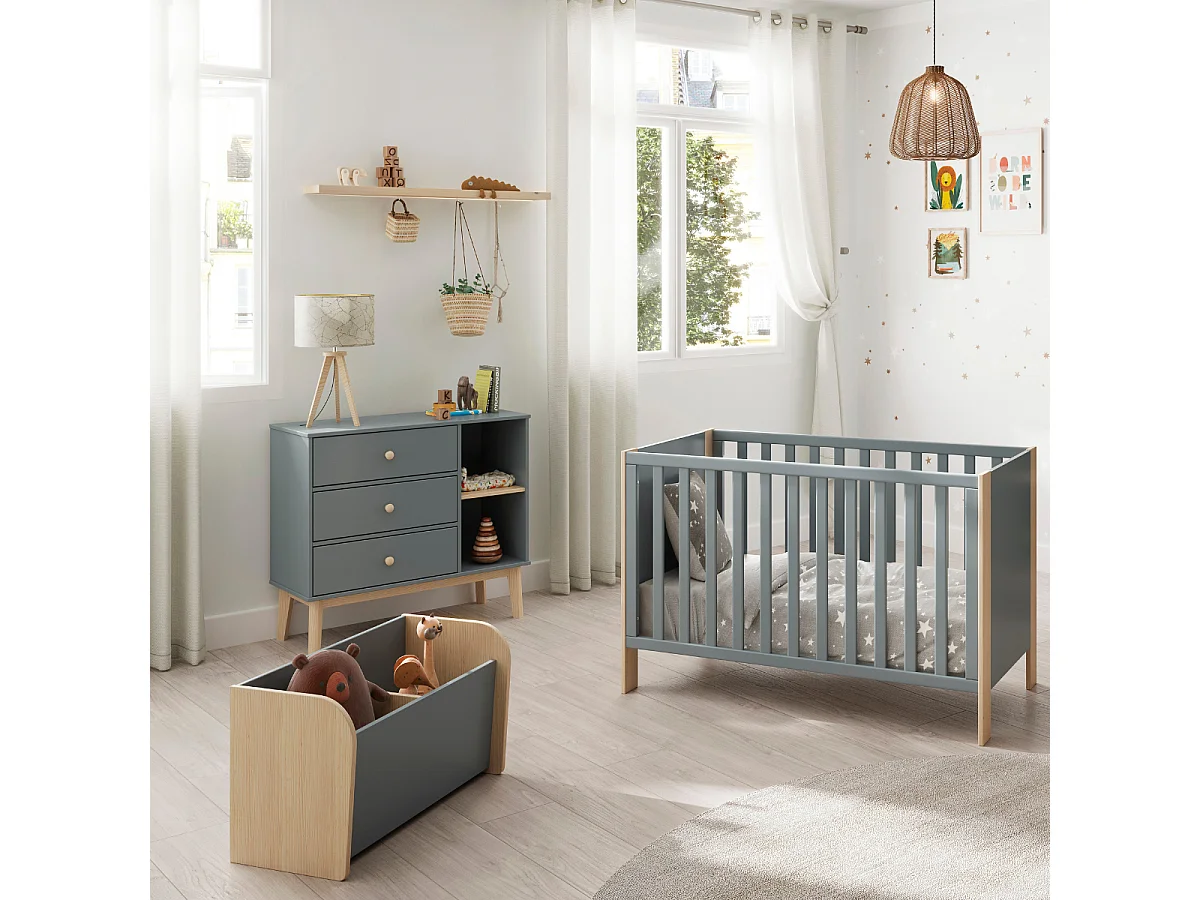 Coffre à jouet avec 2 niches ouvertes L70 cm - SIMON