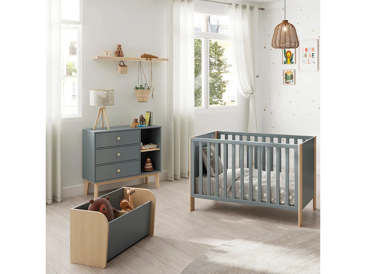 Coffre à jouet avec 2 niches ouvertes L70 cm - SIMON