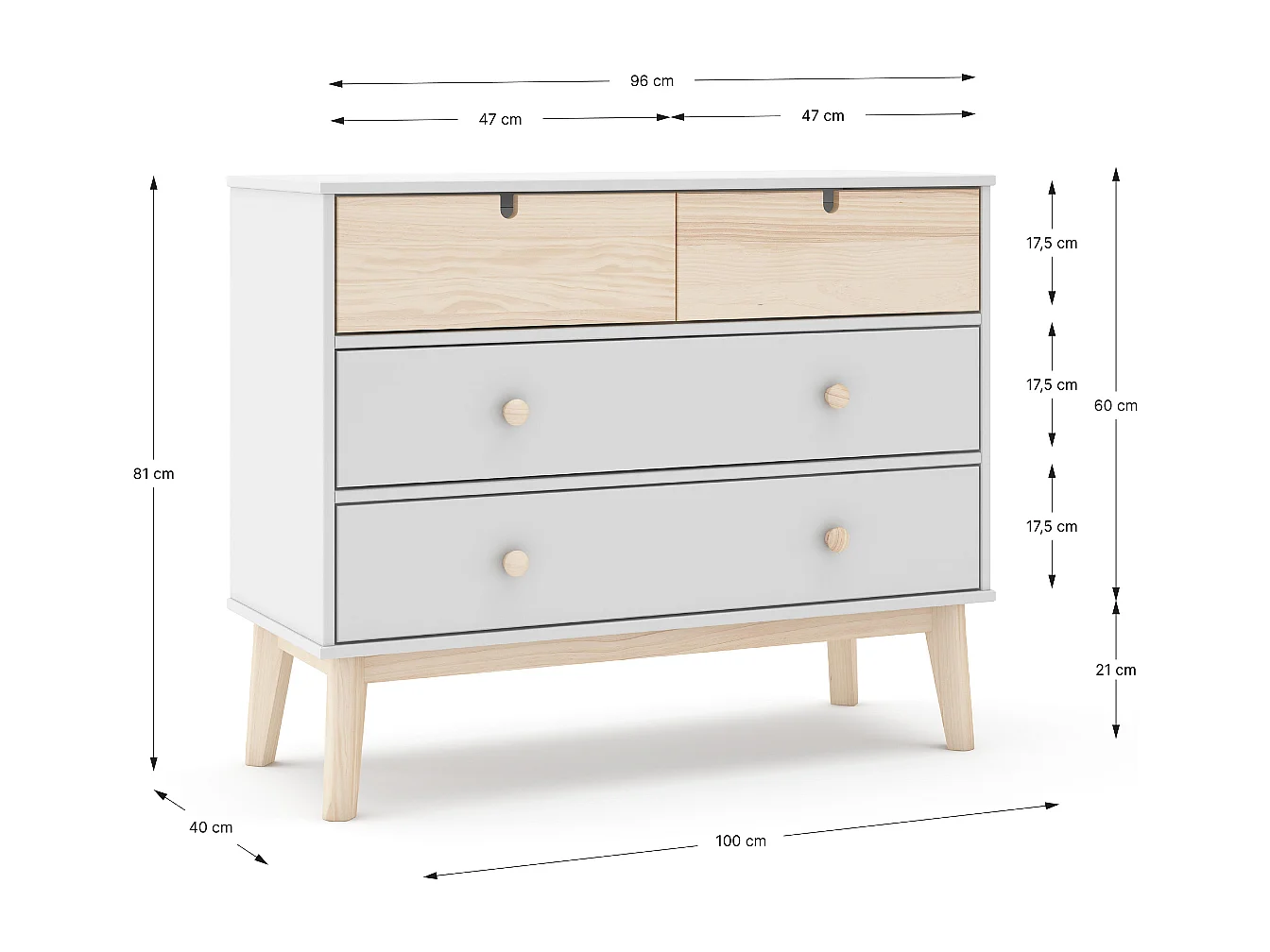 Commode met 4 lades 100x81 cm