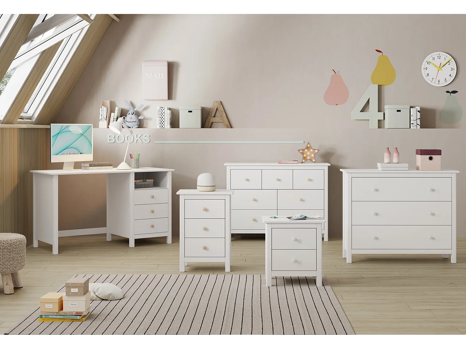 Commode blanche 4+3 tiroirs 110x80 cm