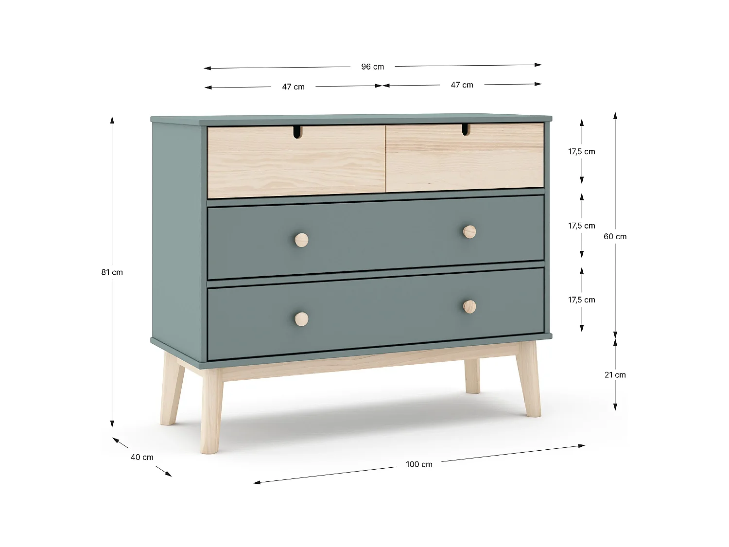 Cómoda con 4 cajones 100x81 cm