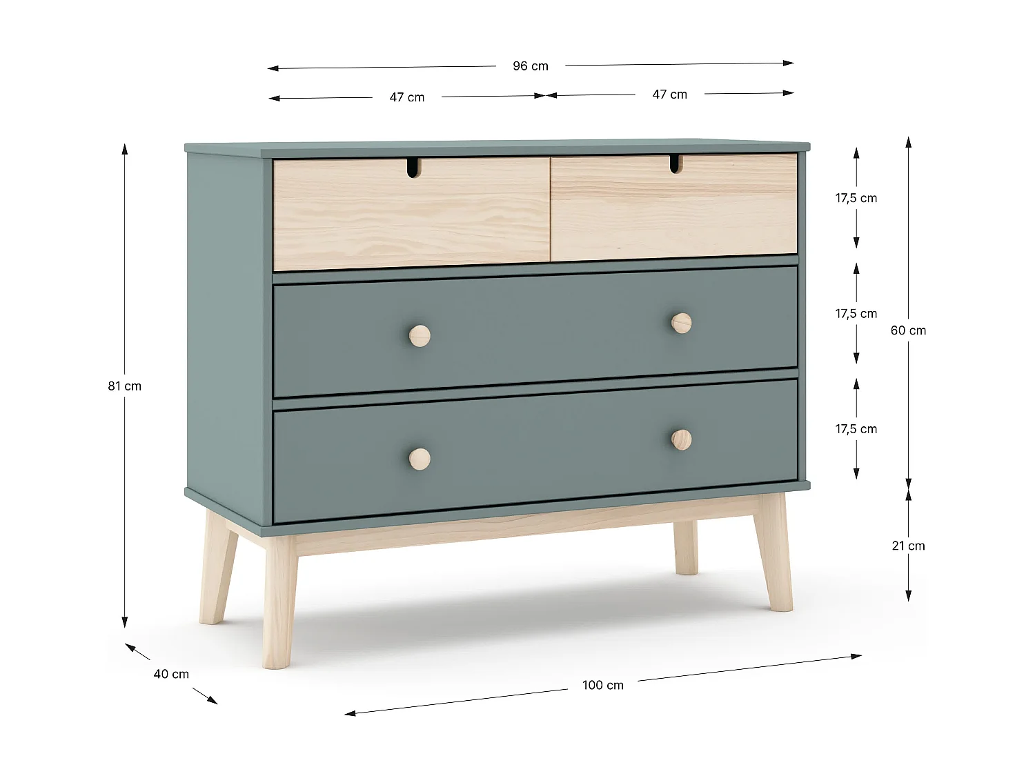 Commode 4 tiroirs L100 cm LÉONIE