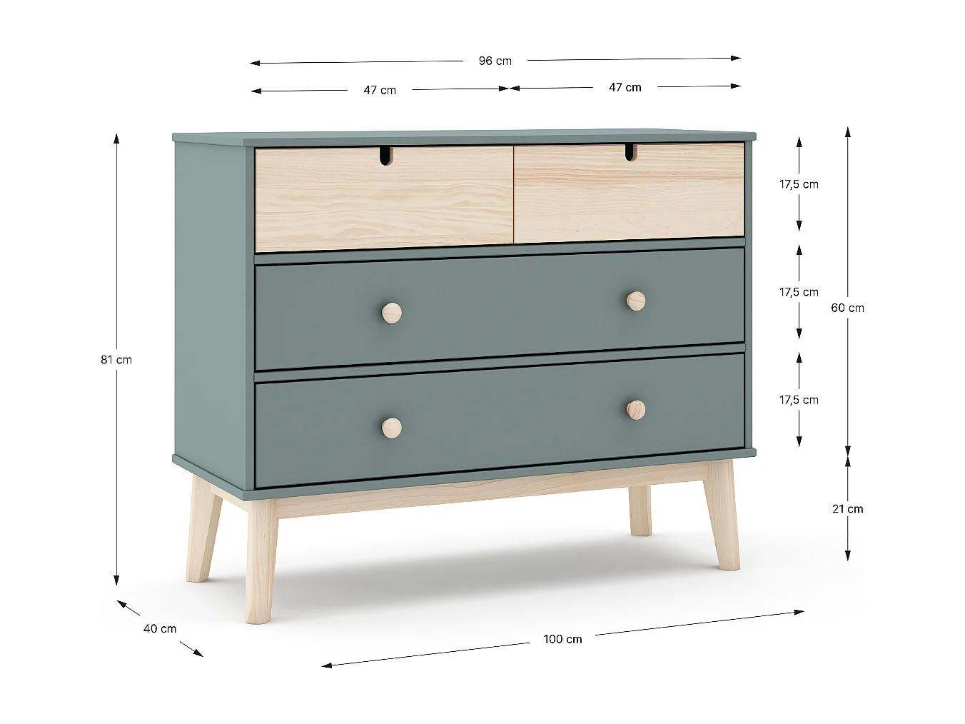 Commode 4 tiroirs L100 cm LÉONIE