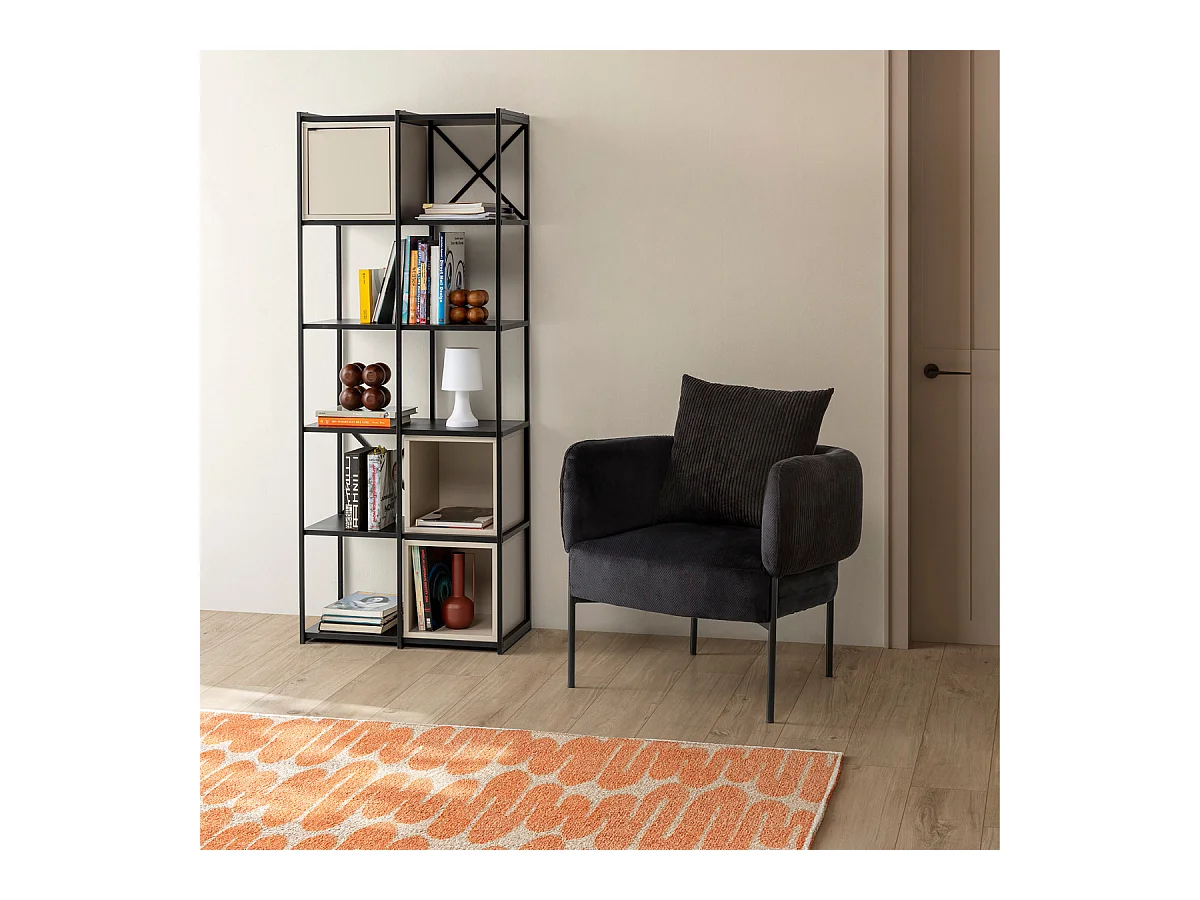 Fauteuil en tissu avec pieds en métal noir L73 cm - ARUNI