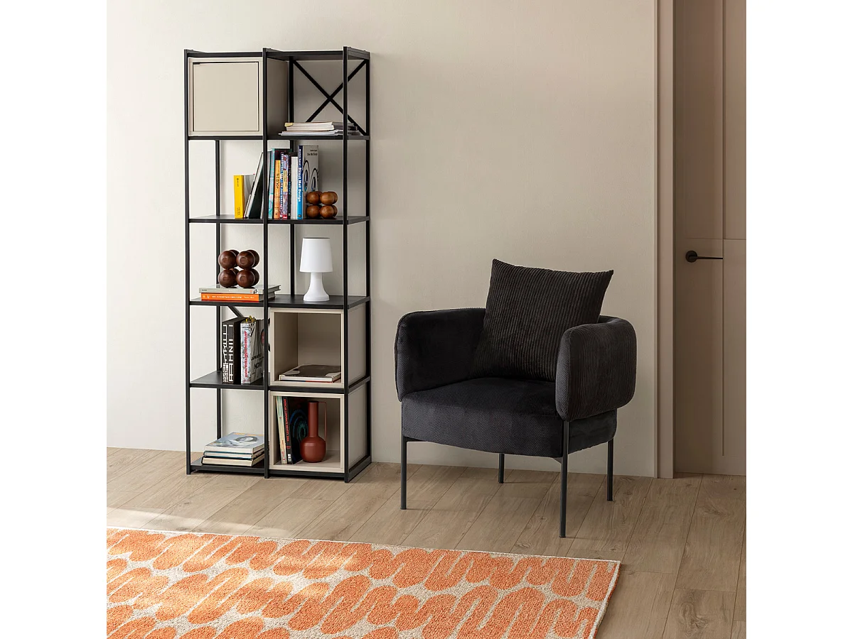 Fauteuil en tissu avec pieds en métal noir L73 cm - ARUNI