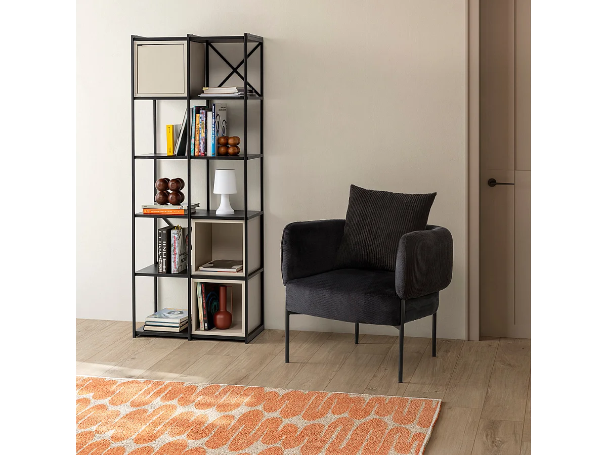 Fauteuil en tissu avec pieds en métal noir L73 cm - ARUNI