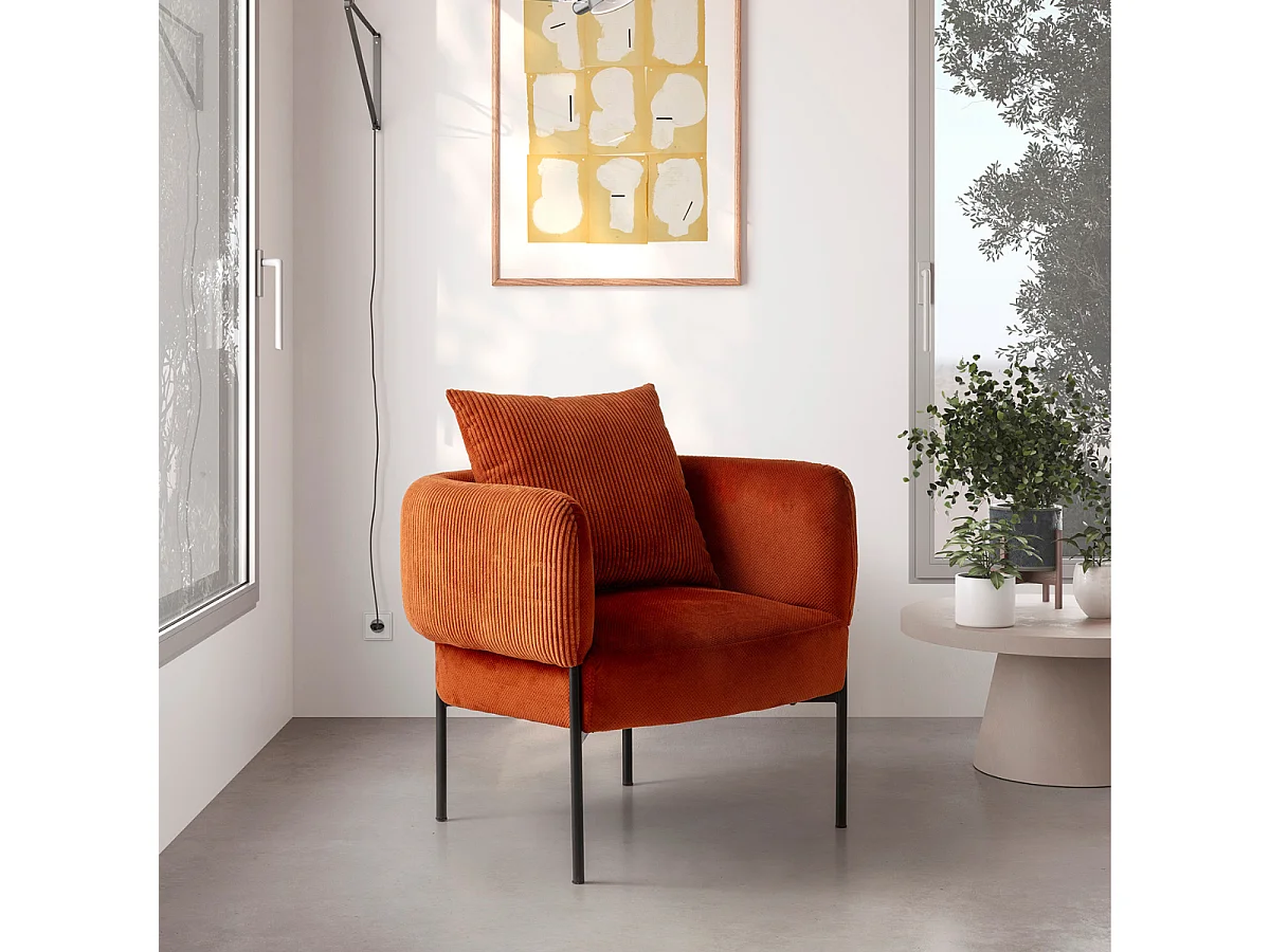 Fauteuil en tissu avec pieds en métal noir L73 cm - ARUNI