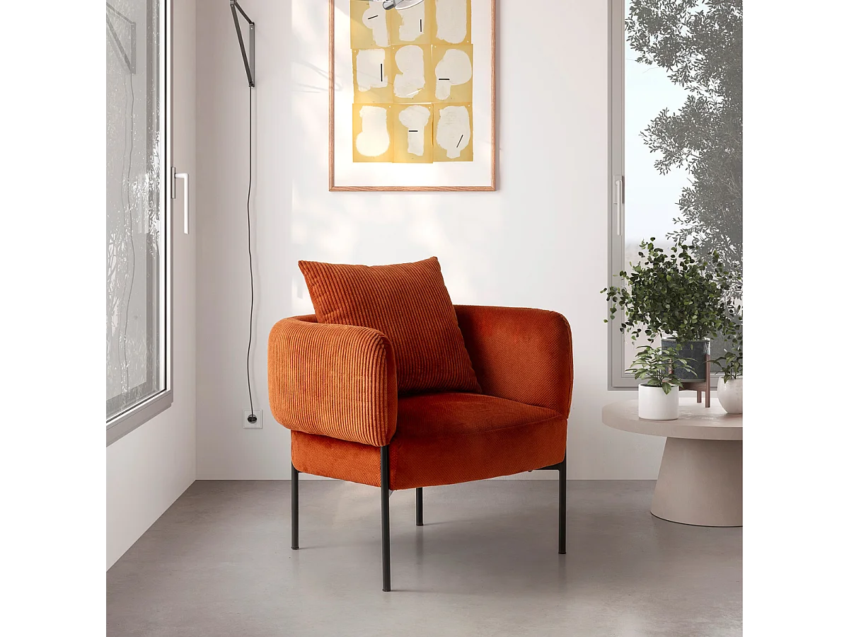 Fauteuil en tissu avec pieds en métal noir L73 cm - ARUNI